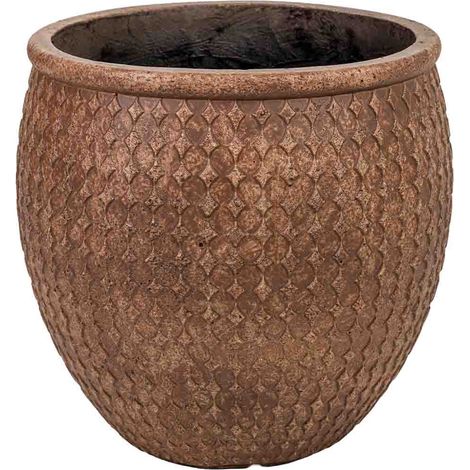 Macetero de fibra de vidrio marrón rojizo 25x25x25cm