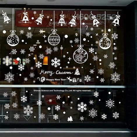 Stickers Fenetre Réutilisable, Decoration Fenetre Electrostatique 161 Flocon de Neige Autocollant Fenetre Amovibles pour Deco Noel Intérieur,- Lefou (1/5)