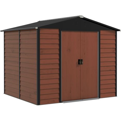 Abri de jardin en acier galvanisé 4,4 m² avec toit monopente, porte coulissante, 240 x 206 x 198 cm, pour rangement extérieur (1/5)