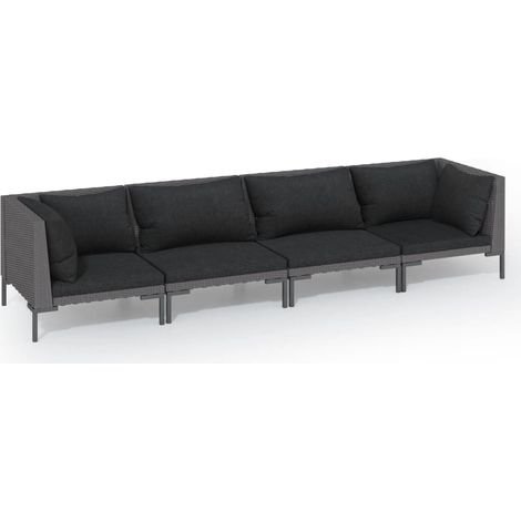 4 PCS conj. Garden Lounge con cojines de mimbre Pew Grey Grey - 345479 (1/5)