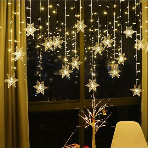 Guirlande Lumineuse Rideau Lumineux 4M de Noël Extérieur Intérieur Lumière pour Decoration de Fenêtre Noël Mariage Rideau Garden Party-Prise de type européen (1/5)