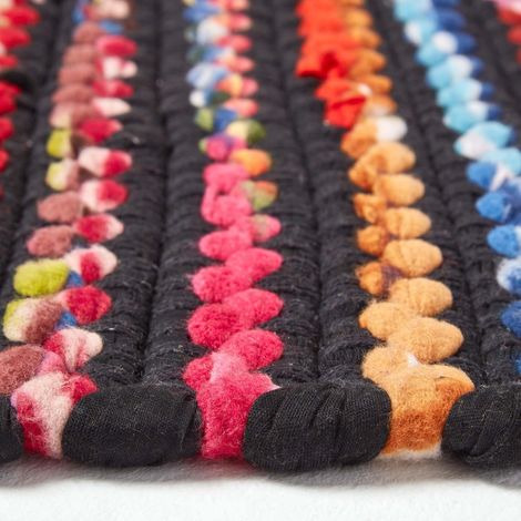 HOMESCAPES Handwoven Multi Coloured Recycled Chindi Folk Rug Large, 120 x 170 cm (1/5)
