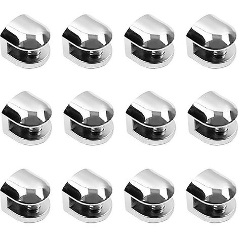 Ensemble de 12 supports de fixation pour verre, clips en alliage de zinc réglables, clips pour étagères, supports de montage à dos plat, adaptés aux rampes d'escalier. (1/4)