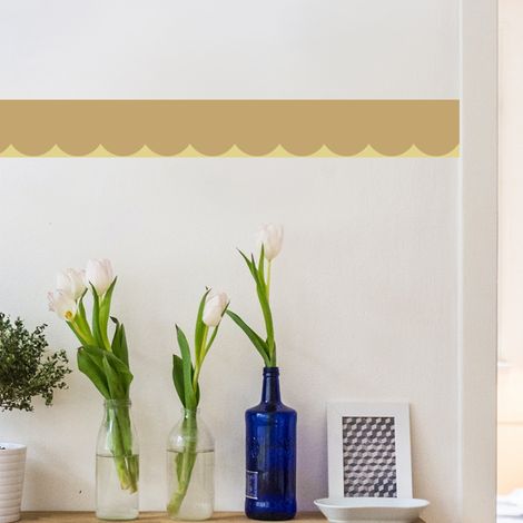 Frise décorative adhésive, feston jaune, jaune moutarde, 9 cm X 300 cm (1/5)