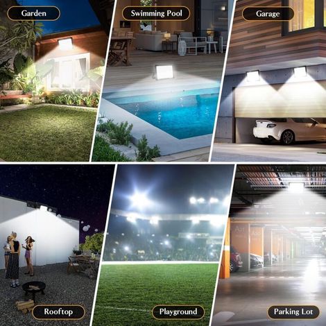 Proyector LED para exteriores, 200 W, 25 000 lm, foco LED para exteriores, 6000 K, proyector LED para exteriores, IP66, iluminación de seguridad estanca para jardín, garaje, patio y aparcamiento (blan (1/4)