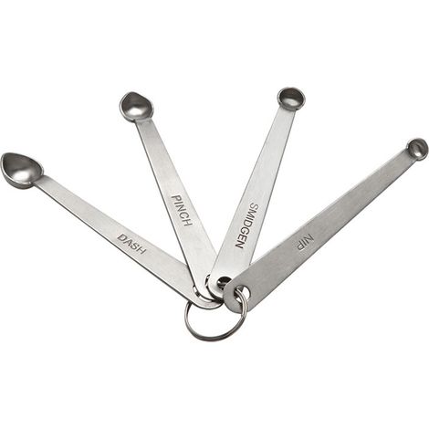 Lot de cuillères mesureuses en inox avec graduations, design compact et raffiné, pour la cuisine et la pâtisserie. (1/5)