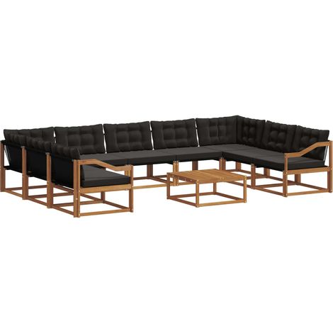 Outdoor Sofa Set with Cushion 10 pcs Natural and Black vidaXL (1/5)