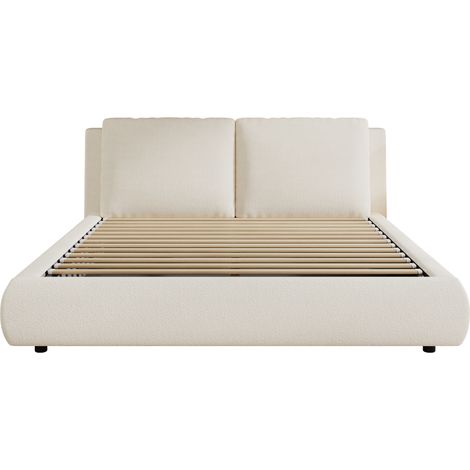 Cama arcón capitoné 180 x 200 cm en bouclé beige con somier y cabecero, apertura hidráulica (1/5)
