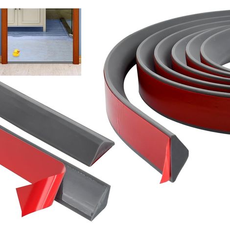 Barrière de Seuil de Douche 2 m, Joint Porte de Douche Adhésif, Barre de Seuil Douche Anti Débordement, Joint Seuil de Douche Souple, Barrière de Barrage d'eau, pour Salle de Bain Cuisine (1/5)