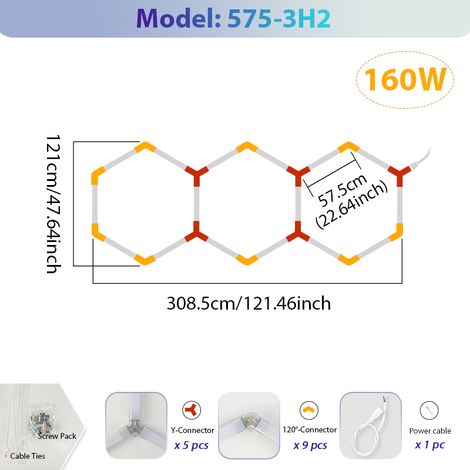 LED Hexagon Garagenbeleuchtung 160W, Modulares Deckenlicht für Werkstatt, Garage, Hobbyraum und Autoaufbereitung