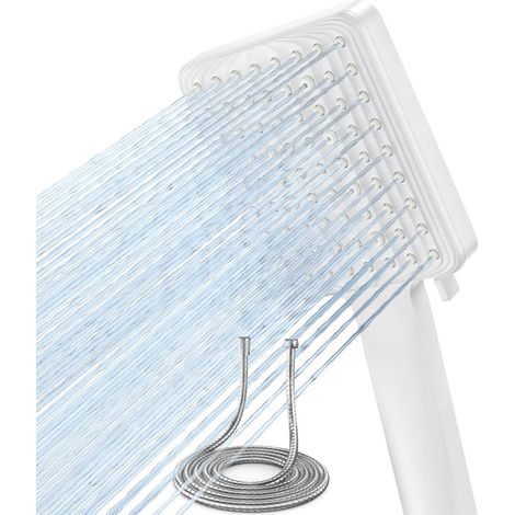 Pommeau de douche avec flexible 1.6m, 6 jets, haute pression, économie d'eau (1/5)
