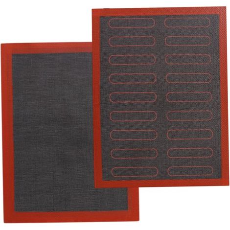 Backmatte 2 teilig Ofenmatte Antihaftmatte Silikon + Fiberglas Wiederverwendbar Waschbar Backblech für Brot, Kekse, Mandelplätzchen 40 x 30 cm Sc (1/5)