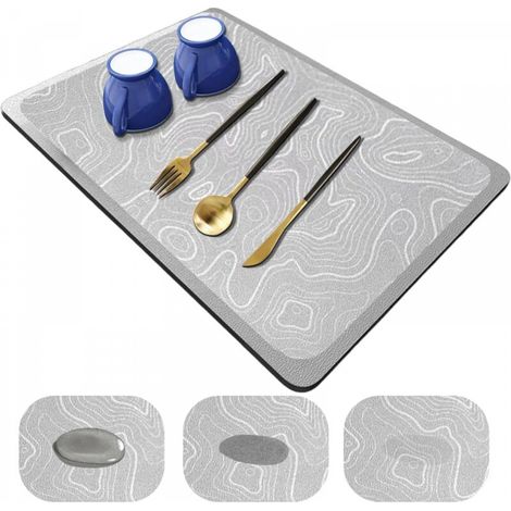 Set de table en terre de diatomées naturelle, 30 x 40 cm, tapis de drainage pour plan de travail de cuisine, séchage rapide (1/5)