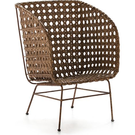 Stuhl 48x46x95 Black Metal / Black Wicker Furniture / Footast / Footstütze / Salons für alle Stile, um dem Haus eine Note zu verleihen (1/4)