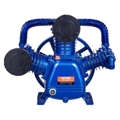 Tête de Pompe de Compresseur d'Air, 10 CV, Tête de Pompe à Piston Lubrifié à l'Huile 3 Cylindres, Débit 409 L/min 17,5 CFM à 90 PSI, en Fonte Type V 2 Étages avec Pression d'Air Maximale 185 PSI (1/3)