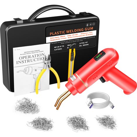 Kit de soudage pour plastique, 200W, sans fil, Rechargeable par USB, avec 400 agrafes chaudes, pour fissures de pare-chocs de voiture (1/5)