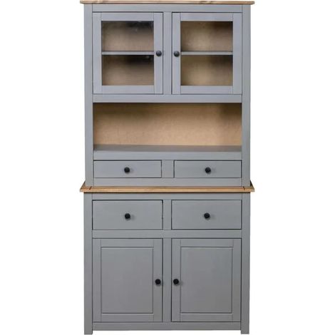 Buffet Bas en Pin Massif, Meuble de Rangement 3 Portes et 2 Tiroirs, Style Rustique Panama, 180 x 40,5 x 93 cm, pour Salon ou Salle à Manger (1/5)