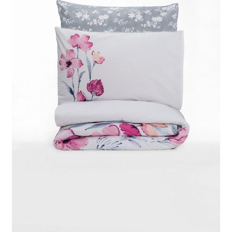 Funda nórdica, funda nórdica, ropa de cama Set 100% Algodón Gris Blanco Rosa (1/3)