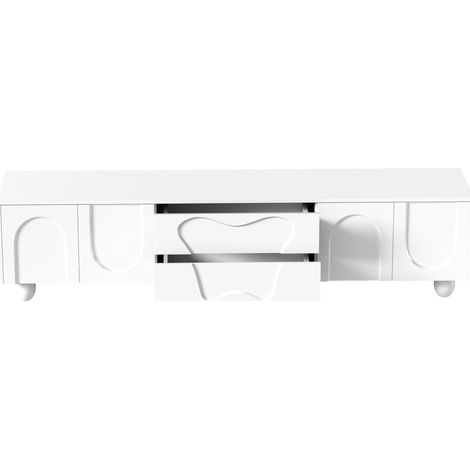 Mueble TV blanco de 180 cm con patas de madera y gran espacio de almacenamiento (1/5)