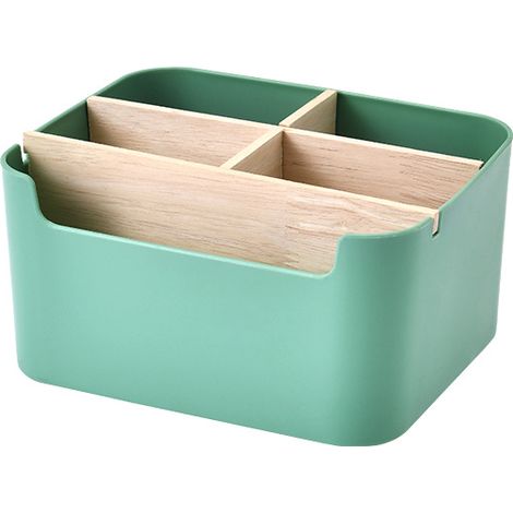Boîte de rangement de finition de bureau, une boîte de rangement de bureau avec 5 compartiments multifonctionnels en bois et en plastique pour 1 pièce (vert) pour les petites pièces du salon (vert)