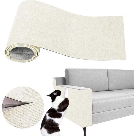 Alfombrilla rascadora para gatos, 200 x 40 cm, protección para camas de gatos, puertas y muebles, protector de muebles DIY, color caqui (1/5)