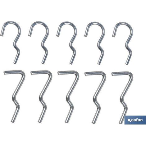 COFAN set 10 ganchos simples para panel de herramientas , Sets de ganchos dobles y simples especialmente diseñados para que puedas colgar tus herramientas en el banco de trabajo. L (1/4)