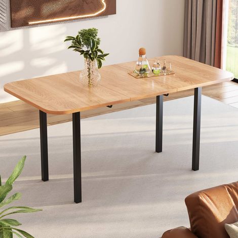 Table à manger extensible 120-160 cm effet bois naturel, table de salle à manger moderne pour 4-6 personnes (1/5)