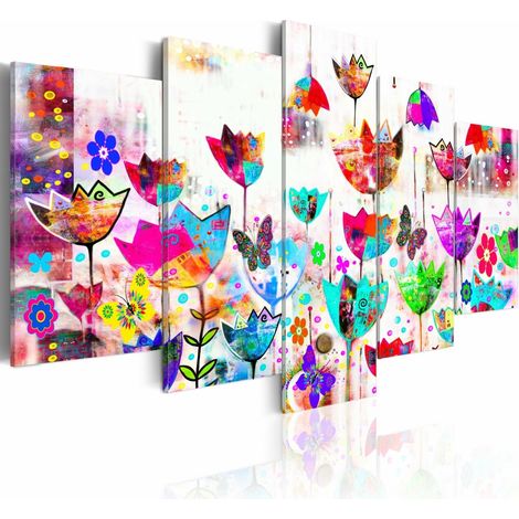 Tableau tulipes dans la pluie - 200 x 100 cm