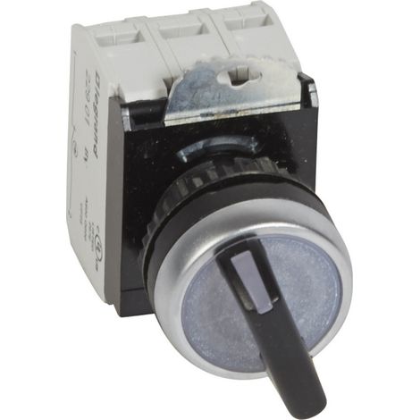Bouton tournant lumineux à manette noir IP69 Osmoz complet 24V 2 positions fixes (023763)