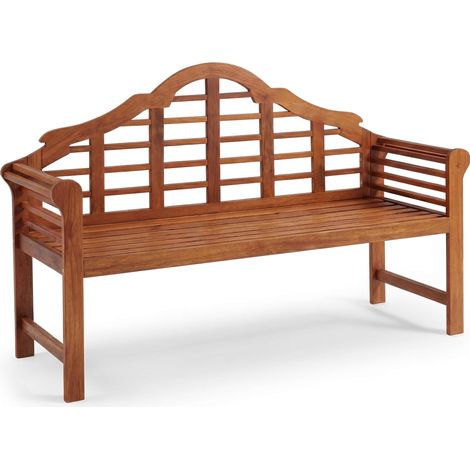CASARIA® Banco de Jardín Madera Eucalipto con Reposabrazos Respaldo Certificación FSC® Capacidad Carga 320KG Mueble Exterior Terraza Balcón Resistente Intemperie Marrón (1/5)