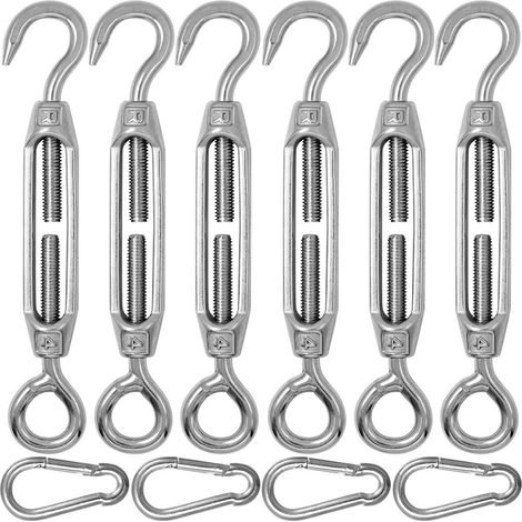 Lot de 6 Tendeur, Acier inoxydable 304, Vis amovible, Antirouille, Intérieur et extérieur (1/5)
