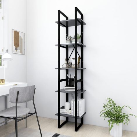 5-Tier Book Cabinet Grey 40x30x175 cm Engineered Wood vidaXL