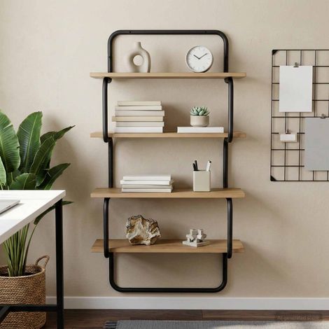 vidaXL Estante de pared de 4 niveles Roble artisan 60 x 24,5 x 104 cm (1/5)