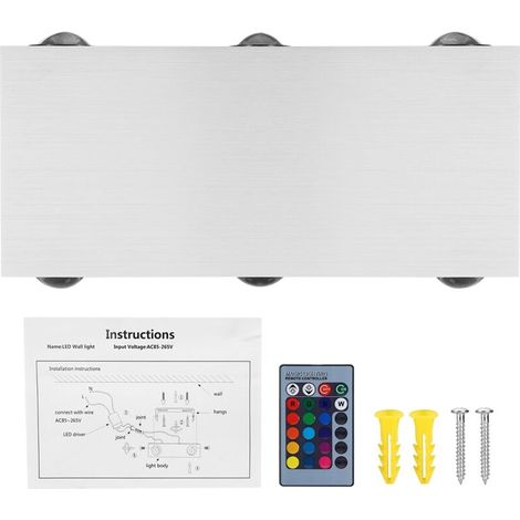 LED Colorful RGB Wall Lamp Aluminum Indoor Bedroom Waterproof Decorative Lamp(Rectangular 6W) (1/5)