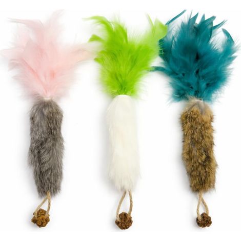 Lot de 3 Jouets pour Chat en Fourrure et Plumes avec Matatabi Naturel (1/5)