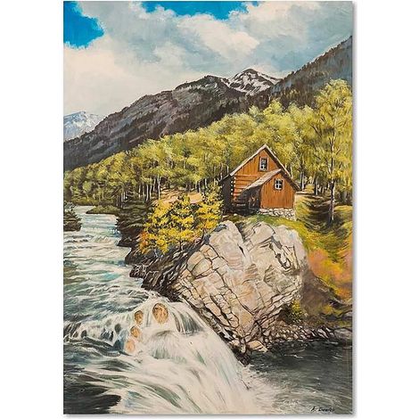 Tableau bois paysage de montagne - 40 x 50 cm (1/4)