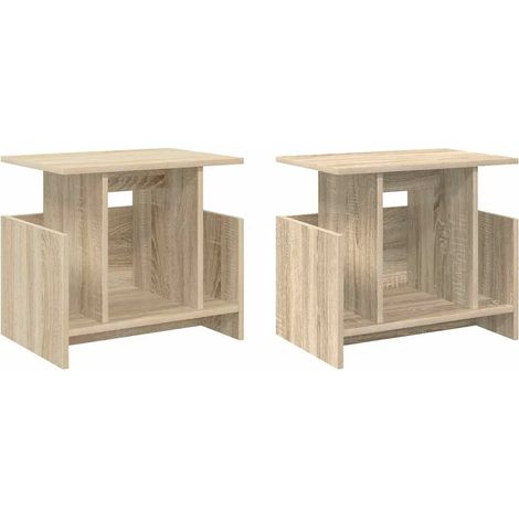 Lot de 2 meubles TV rectangulaires modernes rangement spacieux 50 x 35 x 45 cm en bois d'ingénierie chêne sonoma