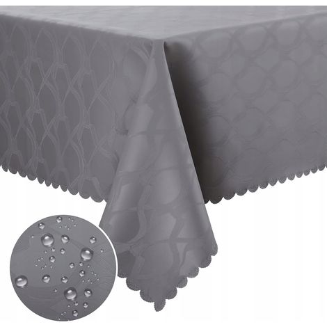 Tovaglia impermeabile in PU 140 × 100 cm - grigio effetto loto (1/2)