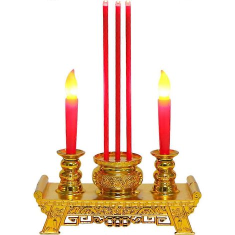 Bougie chinoise, chandelier, accessoire d'autel pour le culte bouddhiste-21.5x15.4cm (1/2)