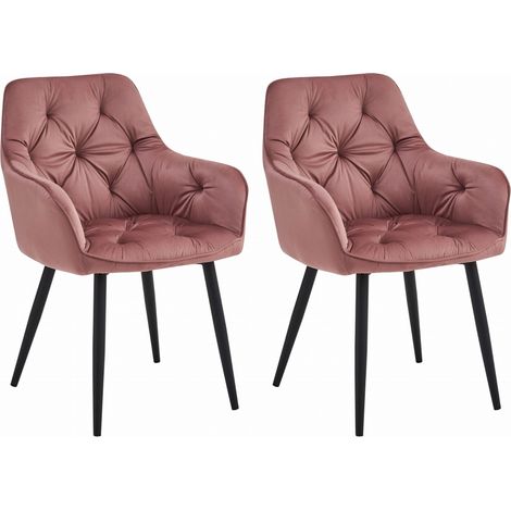 IRGOLI chaise en velours rose avec accoudoirs, pieds en métal, pour salon, cuisine, 2 pièces, charge jusqu'à 110 kg (1/5)