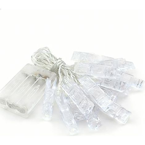 Guirlande Lumineuse à Pinces Photo - 20 Pinces Transparentes LED - Fil de Cuivre Souple et Étanche - 3 m - Fonction Clignotante ou Fixe - Alimentation par Piles AA (1/5)