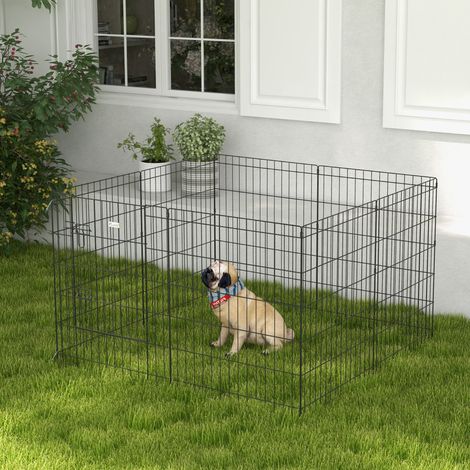 Parc pour animaux de compagnie - enclos pour chiots et petits chiens - avec porte - adapté à l’intérieur et à l’extérieur - 76 cm - noir