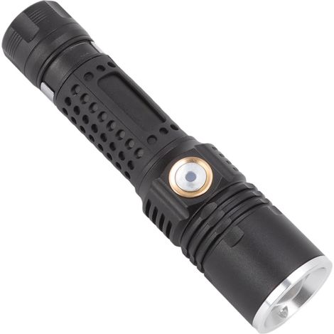 Lampe torche LED à zoom rotatif, rechargeable par USB avec clip métallique, lampe torche d'extérieur à haute luminosité (1/5)