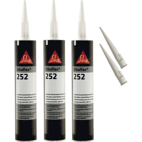 Sikaflex-252 haftstarker Konstruktionsklebstoff, 300ml, Weiss, 3 Set mit 5 Düsensptizen