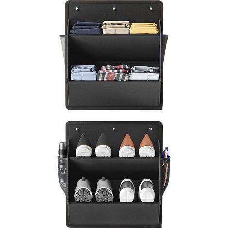 Lot de 2 rangements de chaussures de camping-car avec ruban adhésif, étagère à chaussures à suspendre au-dessus de la porte, organiseur de chaussures mural avec grandes poches profondes (1/5)
