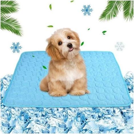 Alfombrilla refrescante para perros 55x70 cm, alfombrilla de enfriamiento para perros y gatos, estera fresca de seda de hielo con malla transpirable para perros de tamaño pequeño y mediano o gatos (1/5)