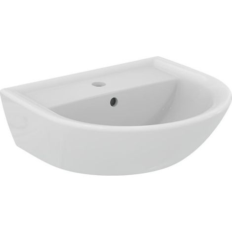 Lavabo 55x46 cm en cerámica blanca brillo - Ideal Standard Eurovit - Con columna