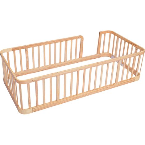 Box modulare per bambini in legno naturale 90 x 200 cm, barre distanziate 7 cm (1/5)