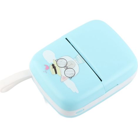 Imprimante thermique portable Bluetooth, résolution 200 dpi, sans encre, mini-imprimante de poche sans fil avec 5 rouleaux de papier bleus (1/5)