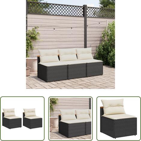 Canapé extérieur - Canapés de jardin sans accoudoirs avec coussins 2 pcs noir (1/5)